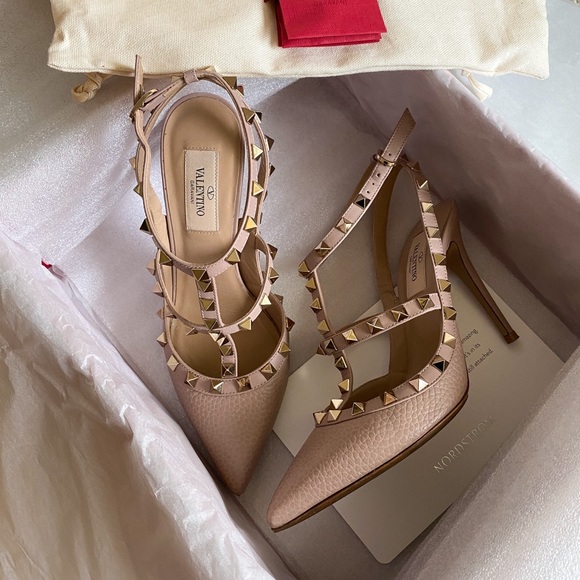 Valentino Shoes - SOLD Valentino Rockstud Leather Slingback Pumps